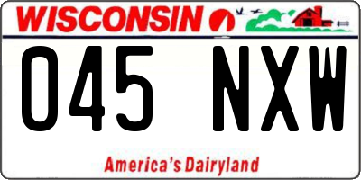 WI license plate 045NXW