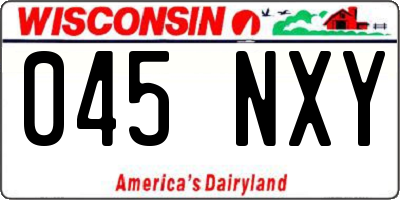 WI license plate 045NXY