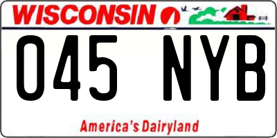 WI license plate 045NYB