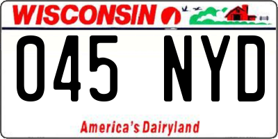 WI license plate 045NYD