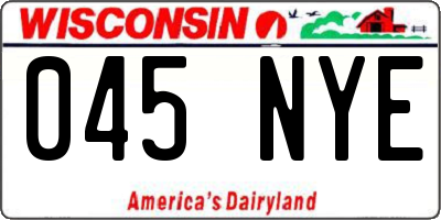 WI license plate 045NYE