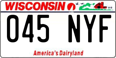 WI license plate 045NYF