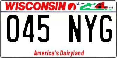 WI license plate 045NYG