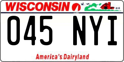 WI license plate 045NYI