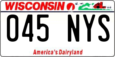 WI license plate 045NYS