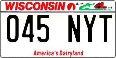 WI license plate 045NYT
