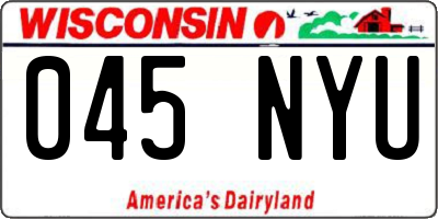 WI license plate 045NYU