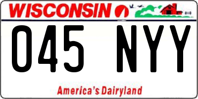 WI license plate 045NYY