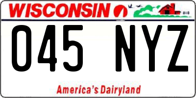 WI license plate 045NYZ