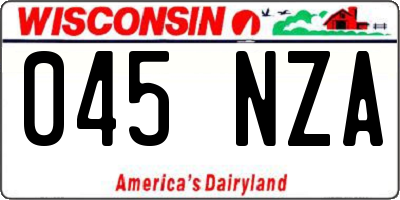 WI license plate 045NZA