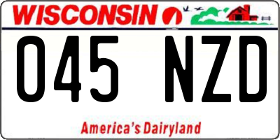 WI license plate 045NZD