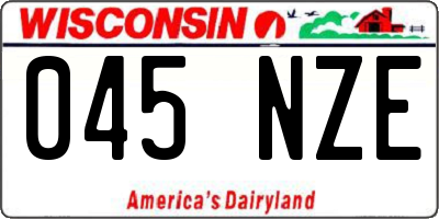 WI license plate 045NZE