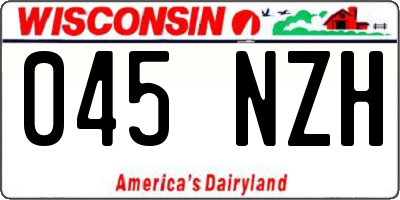 WI license plate 045NZH