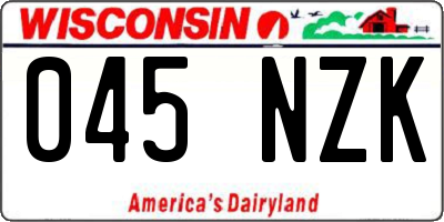 WI license plate 045NZK