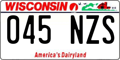 WI license plate 045NZS