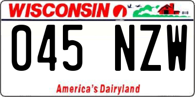 WI license plate 045NZW