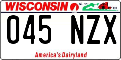 WI license plate 045NZX