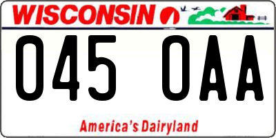 WI license plate 045OAA