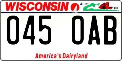 WI license plate 045OAB