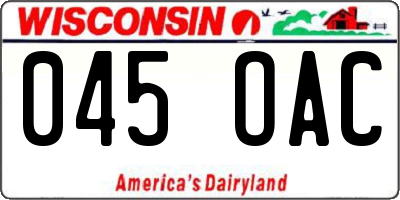 WI license plate 045OAC