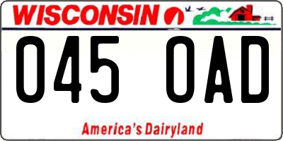 WI license plate 045OAD