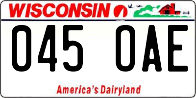 WI license plate 045OAE