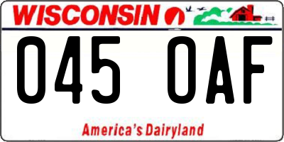 WI license plate 045OAF