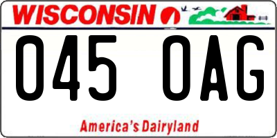 WI license plate 045OAG
