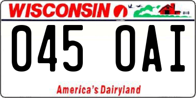 WI license plate 045OAI