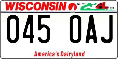 WI license plate 045OAJ