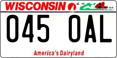 WI license plate 045OAL