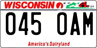 WI license plate 045OAM