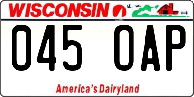 WI license plate 045OAP
