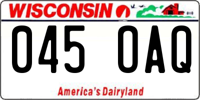WI license plate 045OAQ