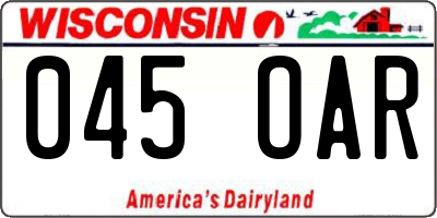 WI license plate 045OAR