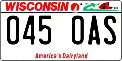 WI license plate 045OAS