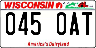 WI license plate 045OAT