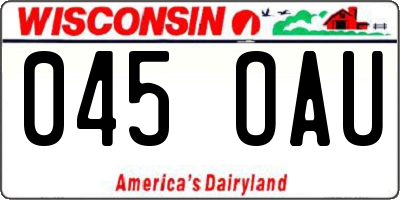 WI license plate 045OAU