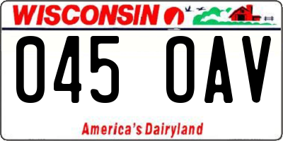WI license plate 045OAV