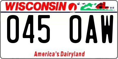 WI license plate 045OAW
