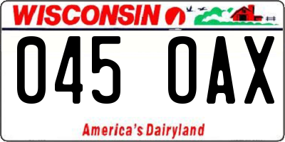 WI license plate 045OAX