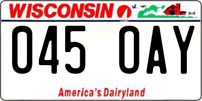 WI license plate 045OAY