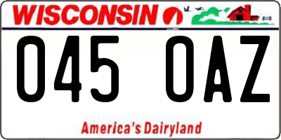 WI license plate 045OAZ