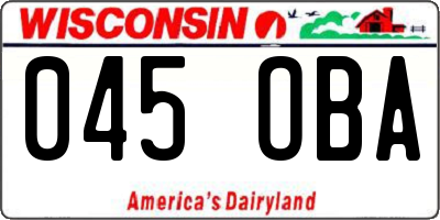 WI license plate 045OBA