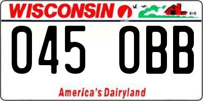WI license plate 045OBB