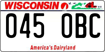 WI license plate 045OBC