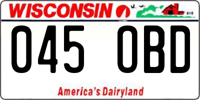WI license plate 045OBD