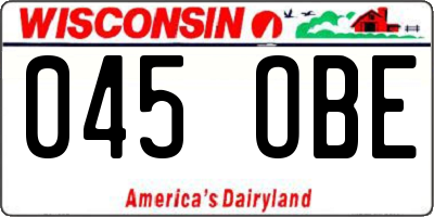 WI license plate 045OBE