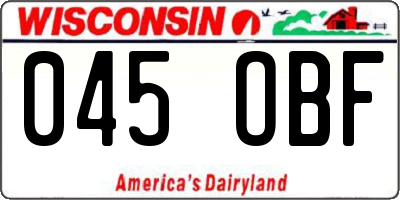 WI license plate 045OBF