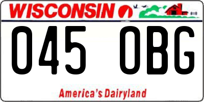 WI license plate 045OBG